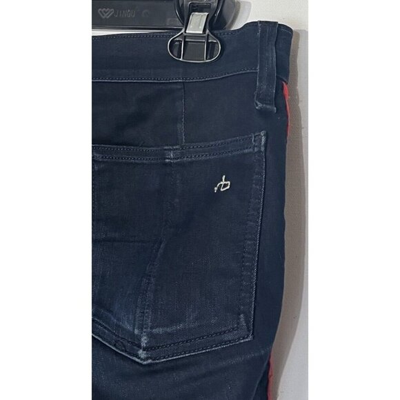 Rag & Bone Raja Midnight Denim Embroidered Side Stretch Skinny Ankle Jeans - Picture 8 of 11